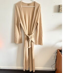 Nordstrom 100% Cashmere Tan Cardigan Duster Robe Sweater